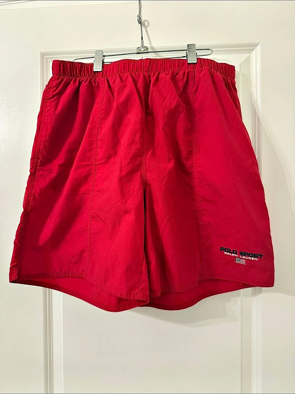 Polo Ralph Lauren Vintage Polo Sport Nylon Swim Trunks Red Large